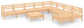 10 részes tömör fenyőfa kerti bútorgarnitúra