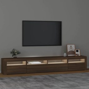 barna tölgy színű TV-szekrény LED-lámpákkal 240x35x40 cm