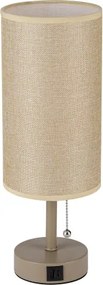 BRILAGI - Asztali lámpa USB-porttal TABLON 1xE27/25W/230V bézs