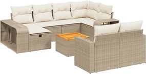 vidaXL 11 részes bézs polyrattan kerti ülőgarnitúra párnákkal