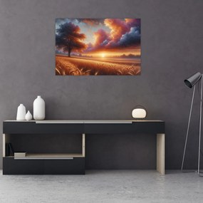 Kép – Naplemente a mezőn (90x60 cm)
