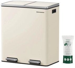 SONGMICS dupla szemetes, 2x30l, krémszínű