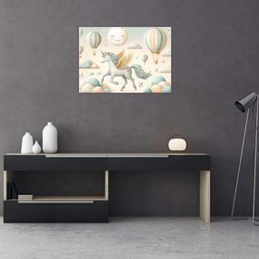 Üveg kép - Boldog egyszarvú (70x50 cm)