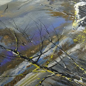 Téli tájon lévő házikó képe, olajfestmény (90x60 cm)