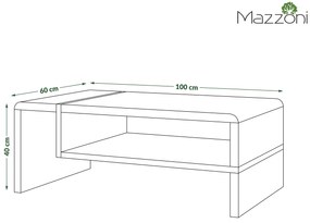 Mazzoni FOLK Bézs (Pezsgő)/Fekete - MODERN DOHÁNYZÓASZTAL POLCCAL