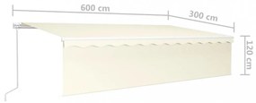 krémszínű kézzel kihúzható napellenző redőnnyel 6 x 3 m