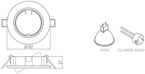 Lámpa Mennyezeti lámpatest PORTO-K, IP20, króm,  Aluminium