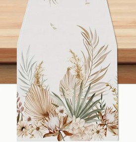 Asztalterítő poliészter 33x122 cm levél mintás Boho B01