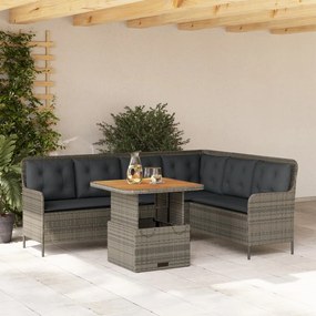 2 részes szürke polyrattan kerti kanapészett párnákkal