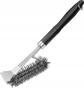 Rozsdamentes Acél Grillkefe és Kaparó, Csúszásmentes Nyéllel