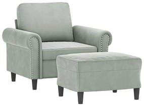 vidaXL világosszürke bársony kanapéfotel lábtartóval 60 cm