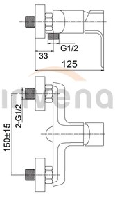 Invena Nyks, fali zuhanycsaptelep, fényes króm, INV-BN-28-001-S