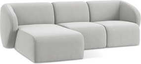 Világosszürke bársony sarokkanapé (bal oldali-heverő résszel) Lani – Makamii