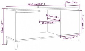 füstös tölgy színű TV-szekrény fémlábakkal 103,5 x 35 x 50 cm