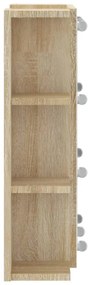 sonoma tölgy színű tükrös szekrény LED-ekkel 70 x 16,5 x 60 cm