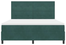 Box Spring Ágy Matraccal Sötét Zöld Szuper King Bársony