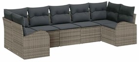 vidaXL Kerti Kanapé Szett párnával 7 pcs Szürke Poly Rattan