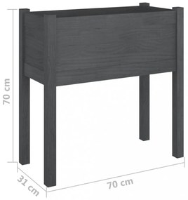 szürke tömör fenyőfa kerti virágtartó 70 x 31 x 70 cm