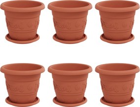 vidaXL Növénycserép 6 pcs Tégla Vörös Ø 26 x 21.5 cm Műanyag