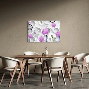 Kép a 3D absztrakció körökkel és virágokkal (90x60 cm)