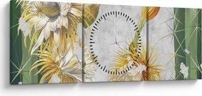 Kép - virágzó kaktuszok, vintage (órával) (90x30 cm)