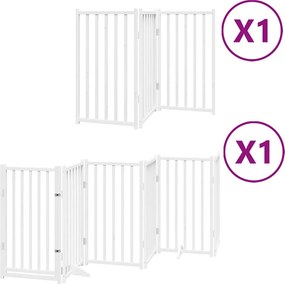 vidaXL fehér nyárfa 9 paneles összecsukható kutyakapu ajtóval 450 cm