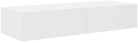 Falipolc fiókokkal fehér 100x36x19 cm műszaki fa