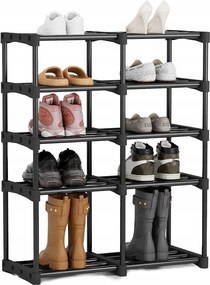Veronly Cipőtartó állvány rendszerező szekrény 5 szint fekete fém