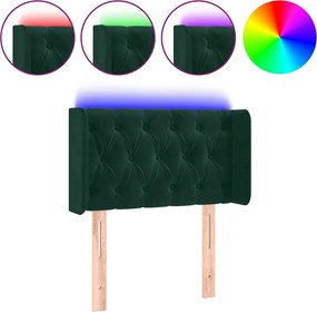 vidaXL sötétzöld bársony LED-es fejtámla 83 x 16 x 78/88 cm