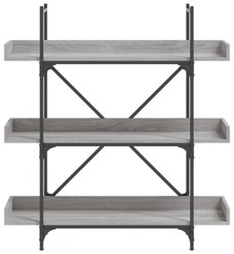3-szintes szürke sonoma szerelt fa könyvespolc 100x33x108,5 cm
