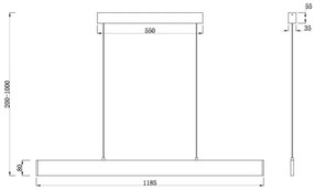 Maytoni P010PL-L30B4K- LED Csillár zsinóron STEP LED/30W/230V 4000K 118,5 cm fekete