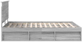 vidaXL Ágykeret fejtámlával Szürke Sonoma 150 x 200 cm Tömör fenyőfa