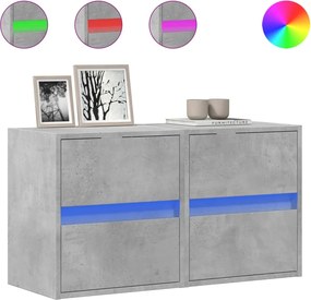 vidaXL 2 db betonszürke fali TV-szekrény LED-del 41 x 31 x 45 cm