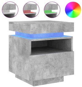 2 db betonszürke éjjeliszekrény LED-fényekkel 40x39x48,5 cm