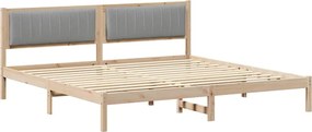 vidaXL Ágykeret fejtámlával Világosszürke 200 x 200 cm Tömör fenyőfa