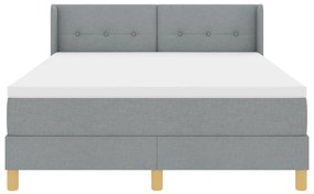 Box Spring Ágy Matraccal - Világosszürke, 160x200 cm Textil