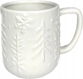 Téli Bögre Karácsonyfa Fehér 400ml Ekrü Karácsonyi Füllel Matt Ajándék