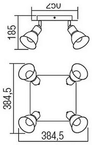 Redo 04-466 - Spotlámpa OLAF 4xE14/12W/230V