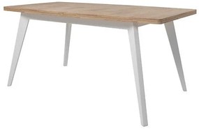 Asztal Boston BH125Fényes fehér, Westminsteri tölgy, 76x90x160cm, Hosszabbíthatóság, Laminált forgácslap, Fa
