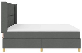 Boxrugós ágy matracmal Szürke 200 x 200 cm szövet