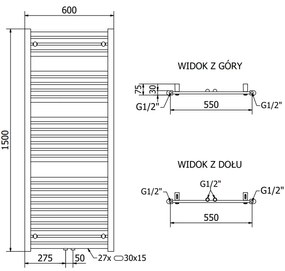 Mexen Hades, futoelem 1500 x 600 mm, 812 W, fekete, W104-1500-600-00-70