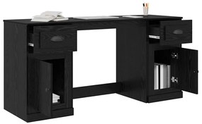 vidaXL Íróasztal szekrénnyel Fekete tölgy 154,5 x 50 x 75 cm Faanyag