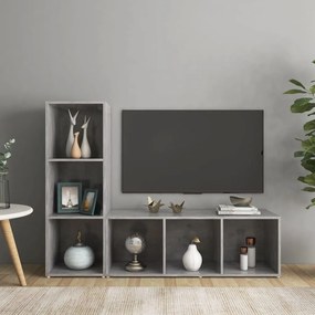 2 db betonszürke szerelt fa TV-szekrény 107 x 35 x 37 cm