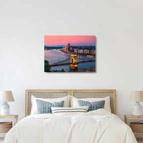 Kép - panoráma a városra, Budapest, Magyarország (üvegen) (70x50 cm)