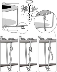 Földhorgony készlet, 4 db, 42,5x8,5cm, ezüst Monzana