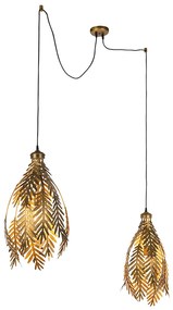 Vintage függesztett lámpa, 2 világos arany - Botanica