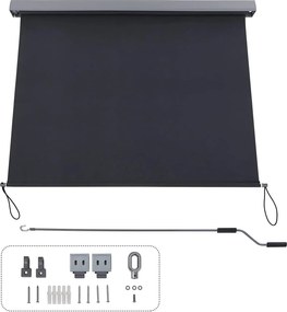 Függőleges napellenző, vízálló árnyékoló, szürke, 2,5 x 1,6 m (Ma x SZ)