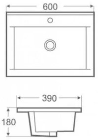 AREZZO design Medford 60x39 beépíthető mosdó AR-3060