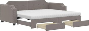 vidaXL tópszínű kihúzható szövet heverő fiókkal 100 x 200 cm