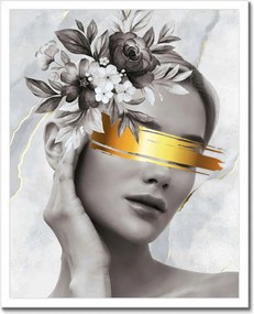 Poszter fehér keretben 40x50 Női portré arany karszalag